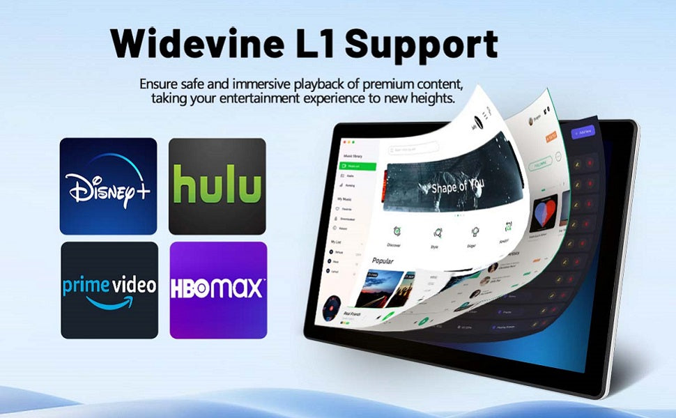 10.1 Inch Android 14 Tablet 8GB RAM+64GB ROM FHD IPS 8MP+5MP 5000mAh GMS Certification Widevine L1 Facciale ID OTG 5G+2.4G WiFi6