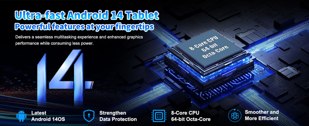 10Inch Tablet Android14 12GB RAM 64GB ROM Octa Core WiFi Dual Camera with Stylus Keyboard Mouse Headphones Case Computer PAD Set
