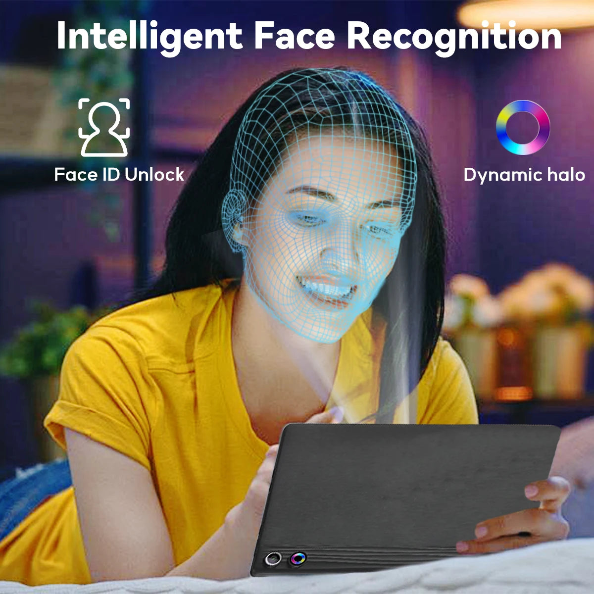 10.1 Inch Android 14 Tablet 12GB RAM 64GB ROM Face Unlock IPS HD Screen with Protective Case Stylus Keyboard Mouse Headphones