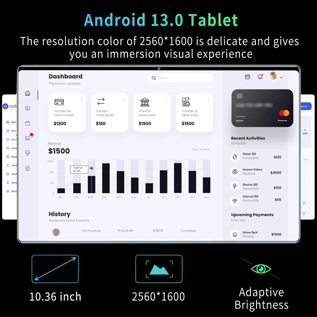 2025 New 5G Dual SIM Card Tablet Type-C Android 13.0  16GB RAM 1TB ROM  MTK6797 10.36-inch Tablet PC Dual Cameras  WiFi