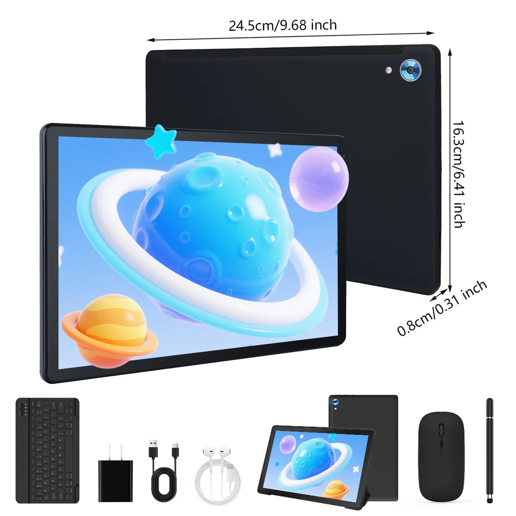 10 Inch Tablet Android 14 16GB RAM 128GB ROM 1TB Expand Octa-Core Widevine L1 With Stylus Keyboard Mouse for Work, Leran