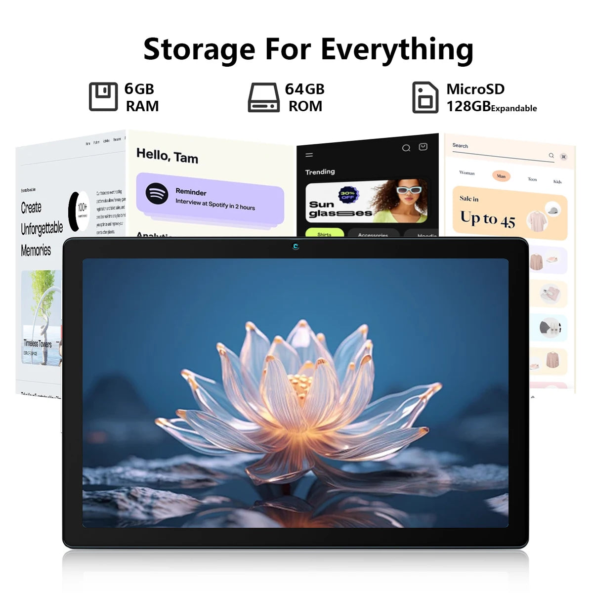 2025 NEW MB1001 Tablets 10.1" 1080P HD Display 2MP+5MP Camera 6GB RAM 64GB ROM 128GB Expandable 5000mAh Battery Android13 Pad PC