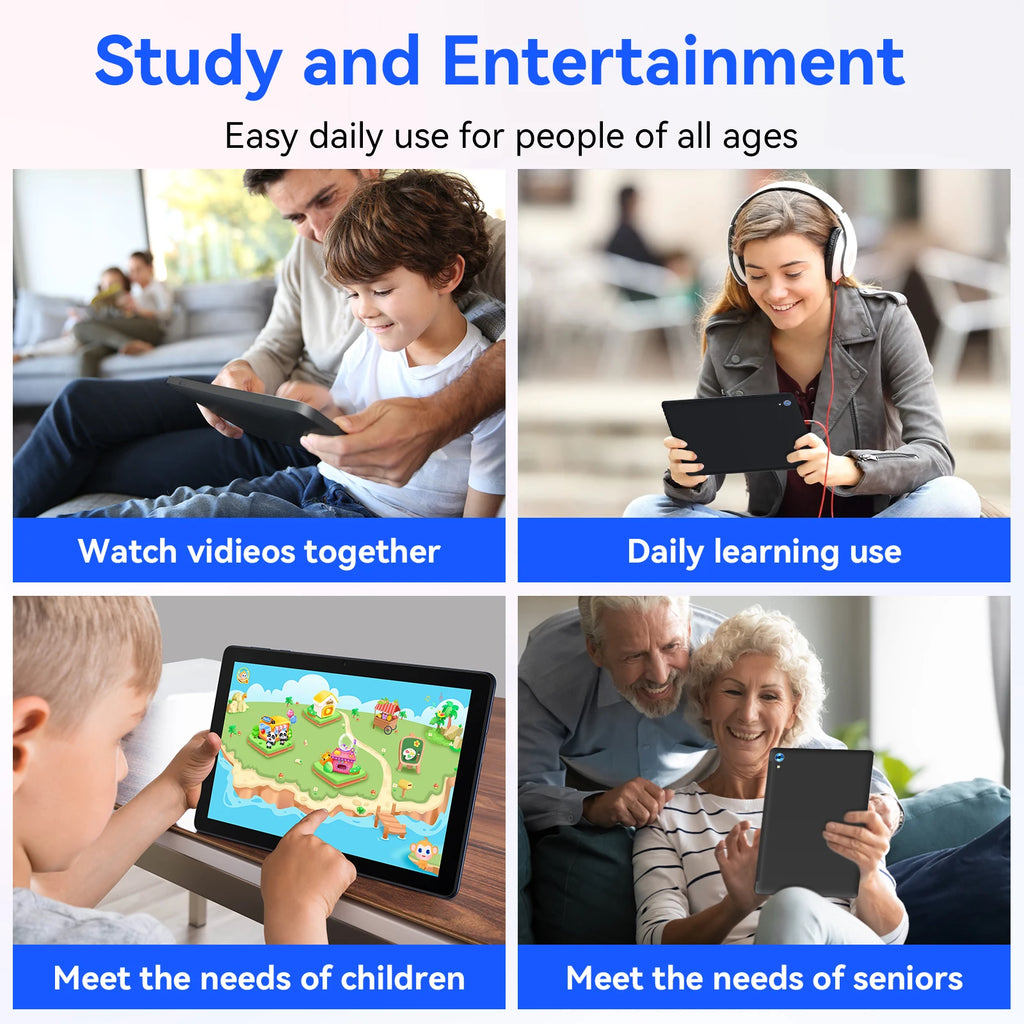 10 Inch Tablet Android 14 16GB RAM 128GB ROM 1TB Expand Octa-Core Widevine L1 With Stylus Keyboard Mouse for Work, Leran