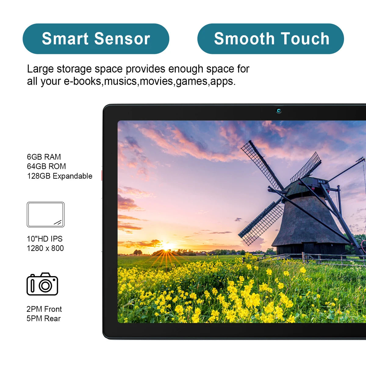 2025 NEW MB1001 Tablets 10.1" 1080P HD Display 2MP+5MP Camera 6GB RAM 64GB ROM 128GB Expandable 5000mAh Battery Android13 Pad PC