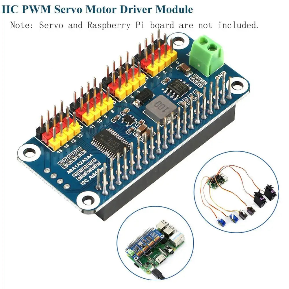 16-Channel PWM Servo Motor Driver Controller HAT for RasPi RPI Raspberry Pi Zero 2 W 3 4 5 Breakout Shield Expansion Board