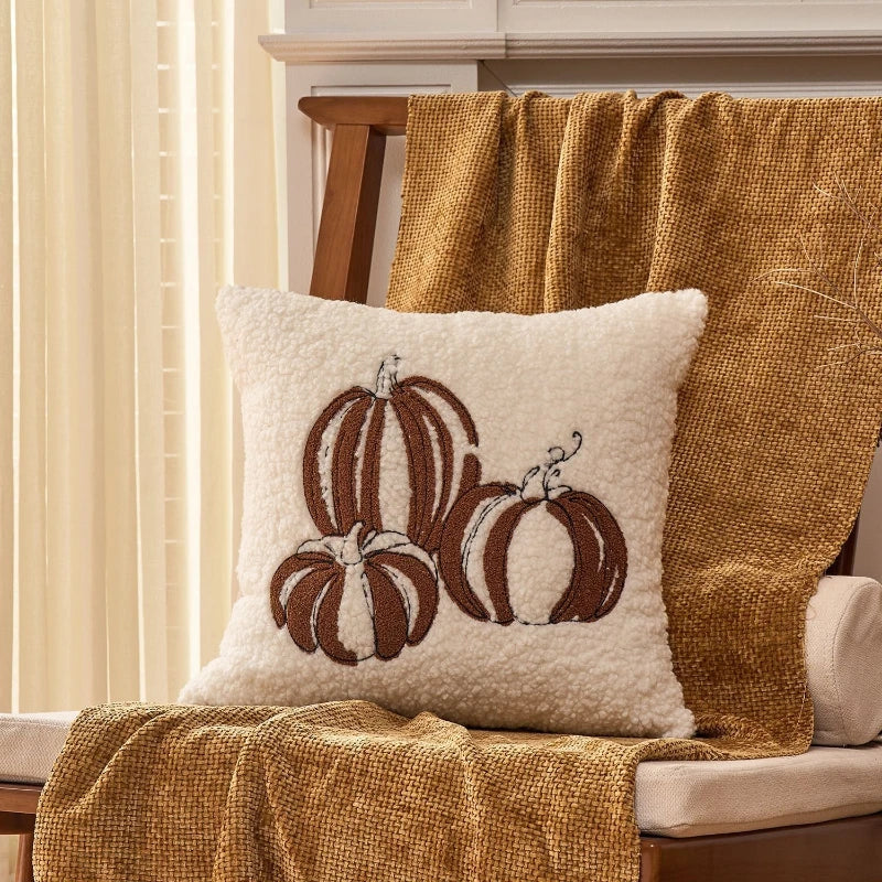 Pumpkin Throw Pillow Cover 45X45CM Autumn Plush Cushion Cover Decor Home Thanksgiving Day Decorative Pillowcase 2025 New