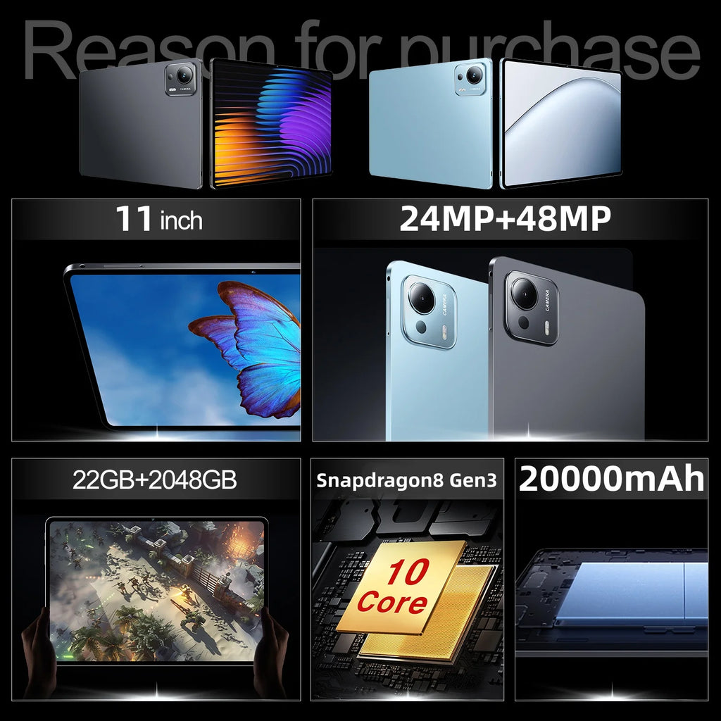 2025 Global Edition Original New PAD 7S Ultra Tablet PC Snapdragon 8gen3 HD4K 22GB + 2TB Android 14 5G Tablet with Dual SIM WIFI