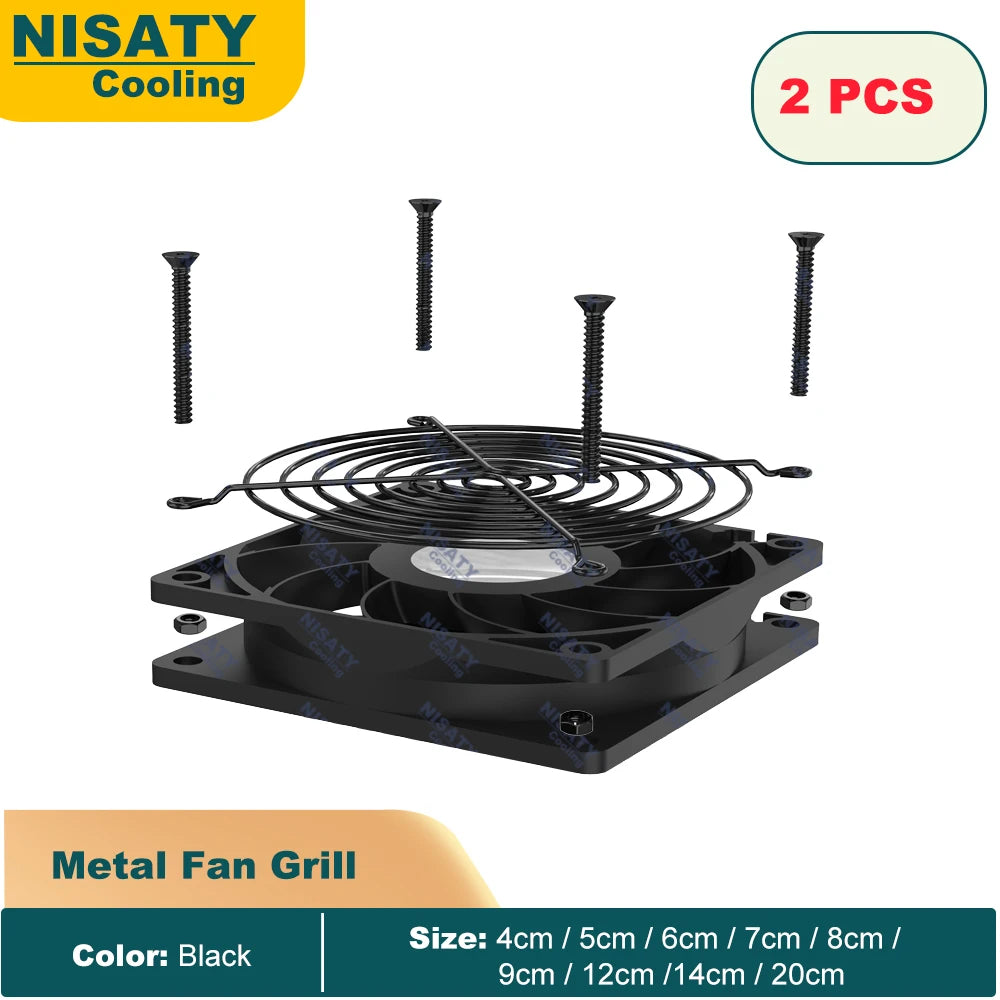 2PCS 40mm 50mm 60mm 70mm 80mm 90mm 120mm 200mm Fan Grills Black Metal Mesh Finger Guard Protective Net Computer Case Fan Grill
