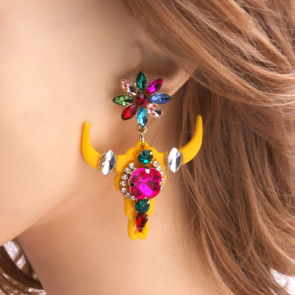 NeeFuWoFu New Gothic Bullhead Hanging Earrings Valentine's Day Thanksgiving Gift Brinco Ear Oorbellen Christmas