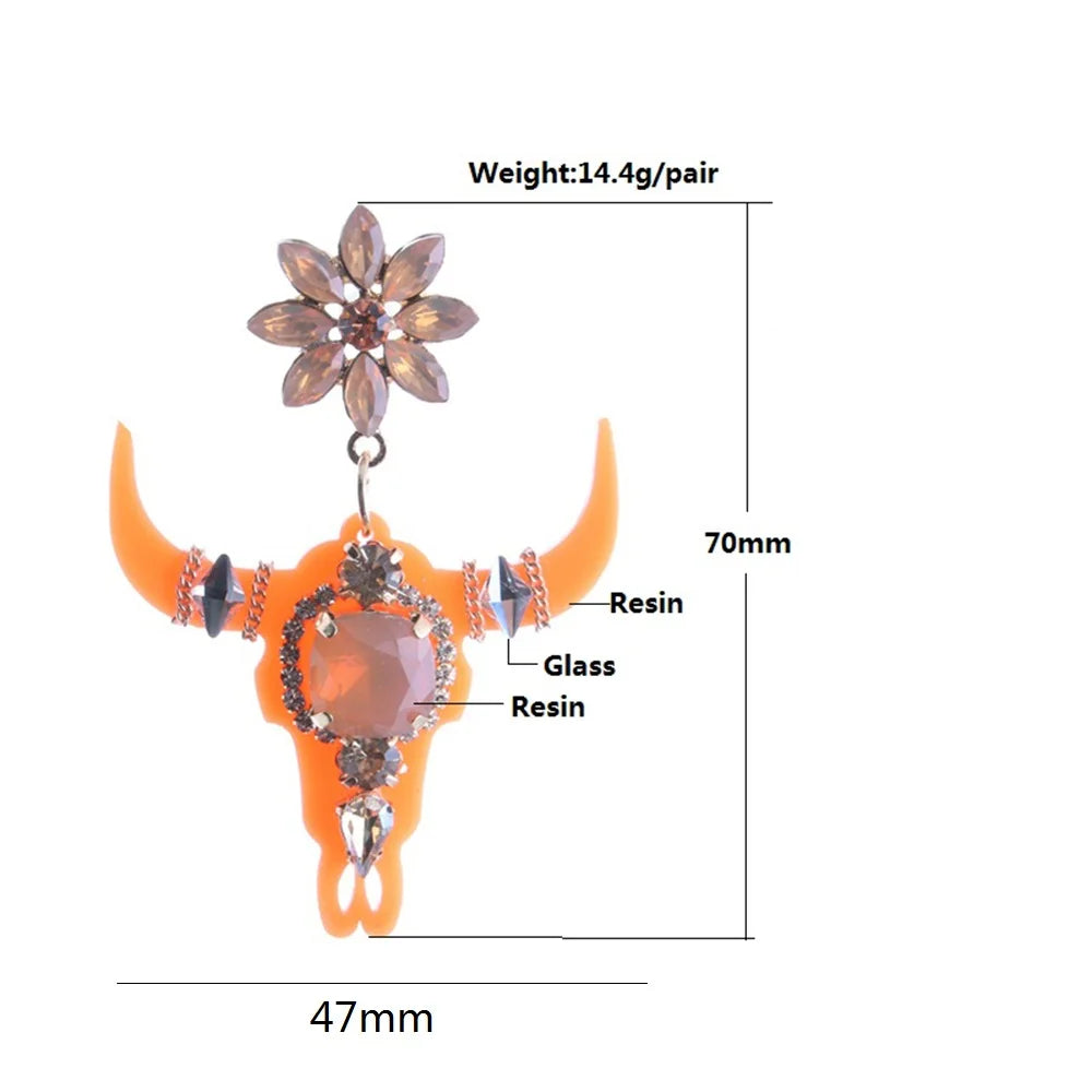 NeeFuWoFu New Gothic Bullhead Hanging Earrings Valentine's Day Thanksgiving Gift Brinco Ear Oorbellen Christmas