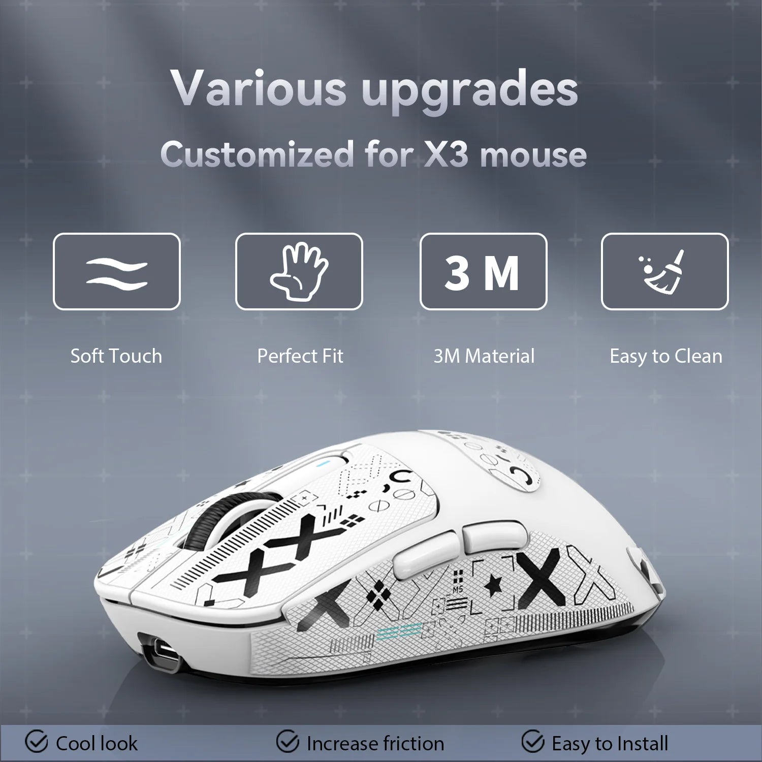 Gaming Mouse Sticker Anti-slip Waterproof and Easy to Install,Soft Touch and is Suitable for ATTACK SHARK X11/X6/X3/R1