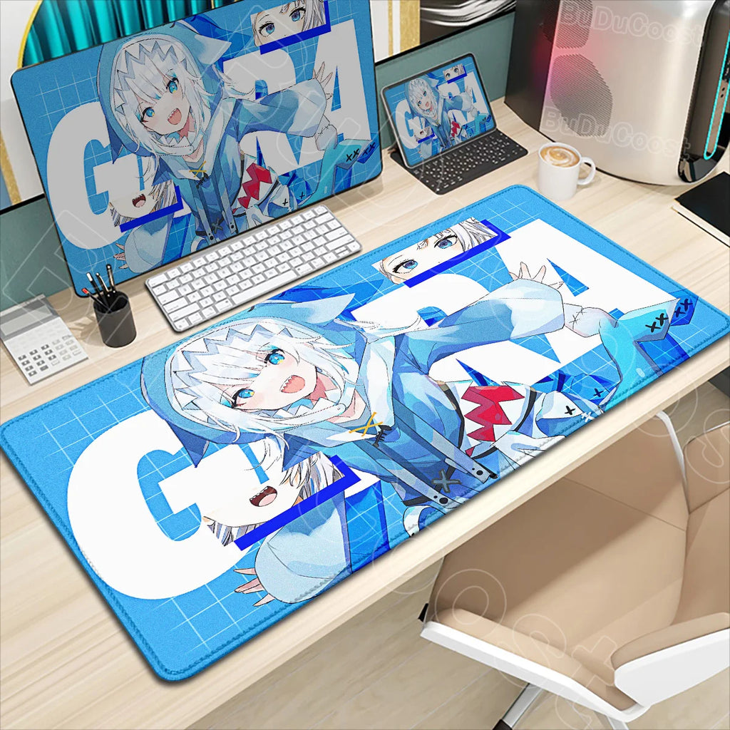 Kawaii Girl Hololive Gawr Gura Mouse Pad Office Game Carpet Mouse Mats Gamer Rug Desk Accessories Computer Table Pad PC Mousepad