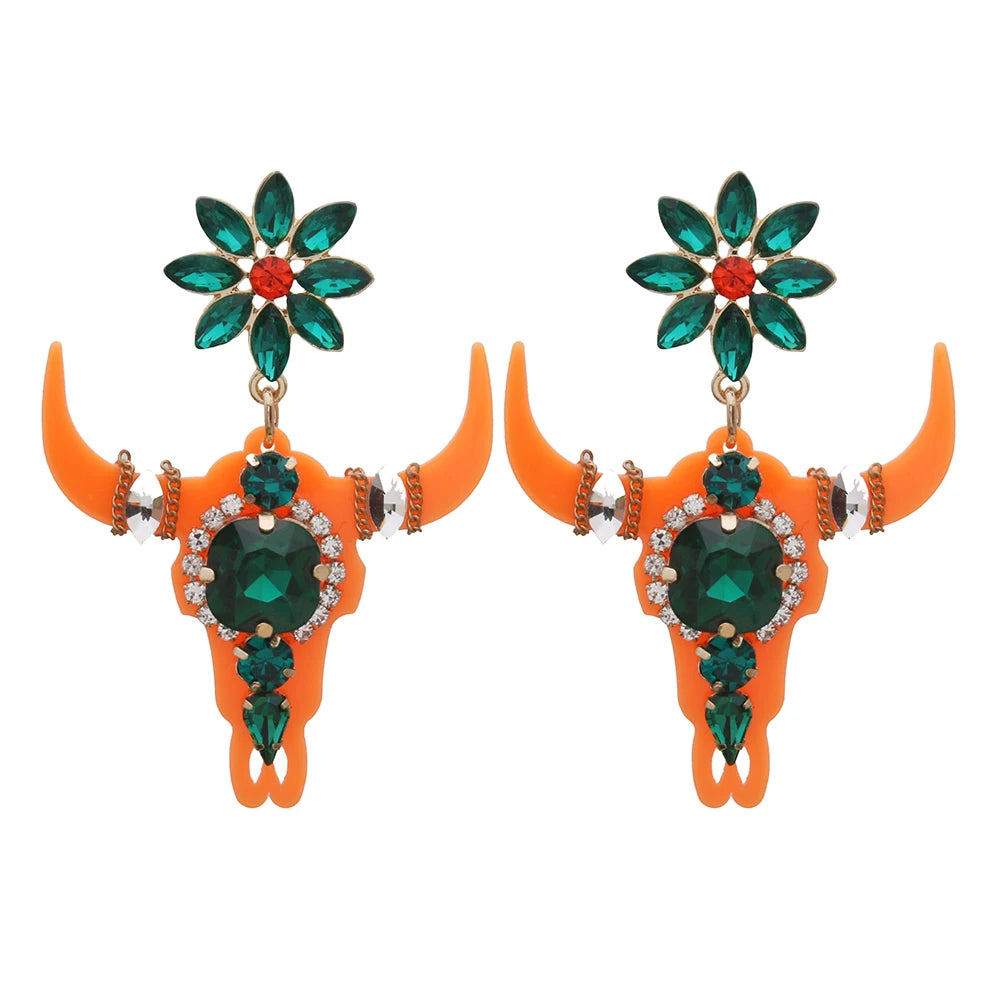 NeeFuWoFu New Gothic Bullhead Hanging Earrings Valentine's Day Thanksgiving Gift Brinco Ear Oorbellen Christmas