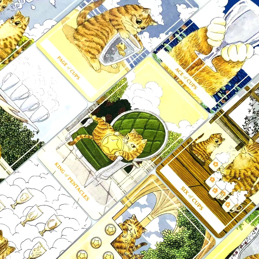 Sunny Orange Cat Tarot Deck A 78PCS Cards Best Gift-giving For Cat Lover ,Great For Beginners, Meditation & Party Games