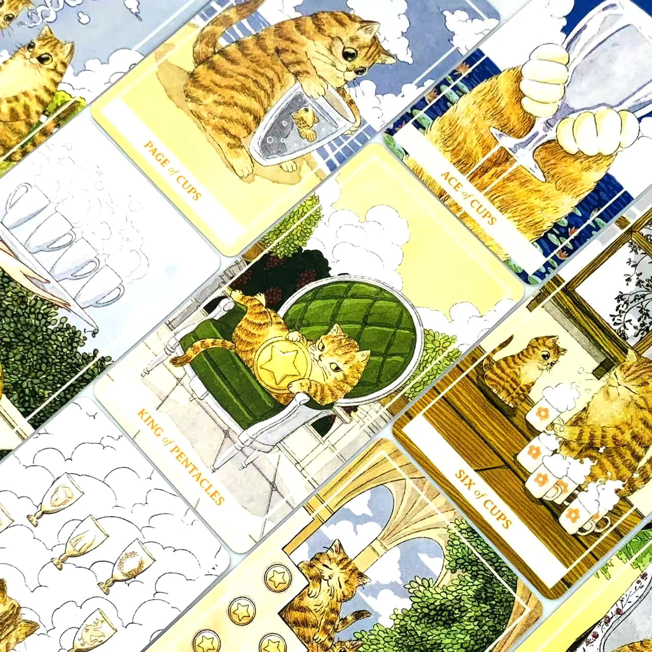 Sunny Orange Cat Tarot Deck A 78PCS Cards Best Gift-giving For Cat Lover ,Great For Beginners, Meditation & Party Games