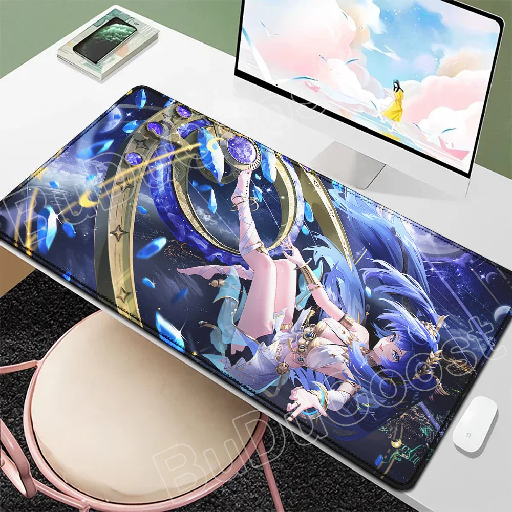 Beautiful Kawaii Luno Wuthering Waves Mouse Pad Gamer Mousepad Accessories Keyboard Mat Gaming Laptop Anime Pretty Girl Desk Mat