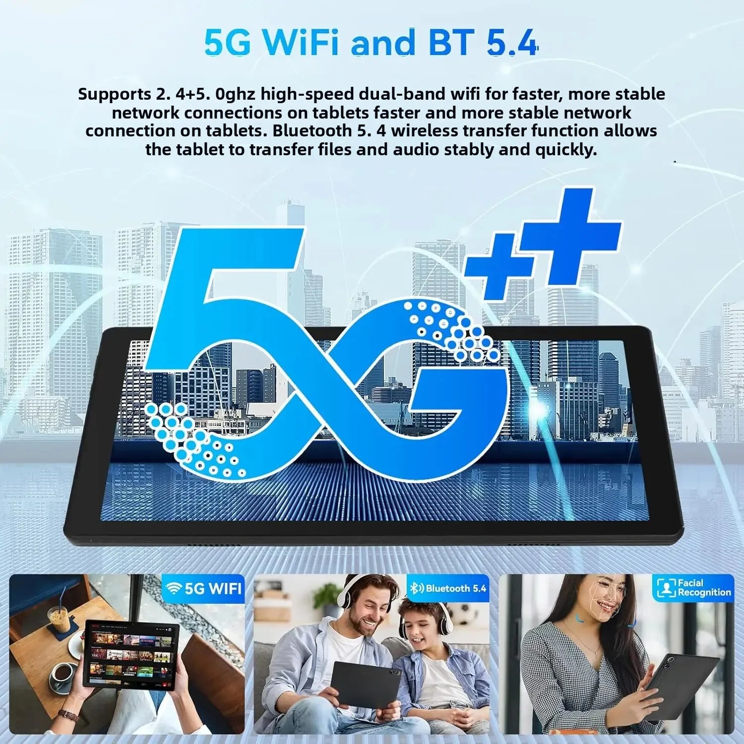 10Inch Tablet Android14 12GB RAM 64GB ROM Octa Core WiFi Dual Camera with Stylus Keyboard Mouse Headphones Case Computer PAD Set