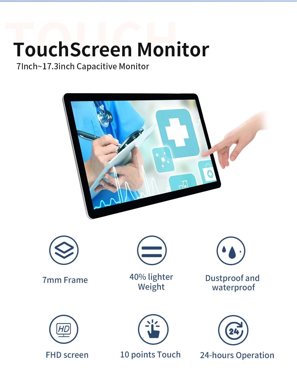 15.6/17.3/18.5 Inch All In One Touch Panel Industrial Pc Android 11 Window 10 Hdmi Wall Mount Touchscreen Waterproof Monitor