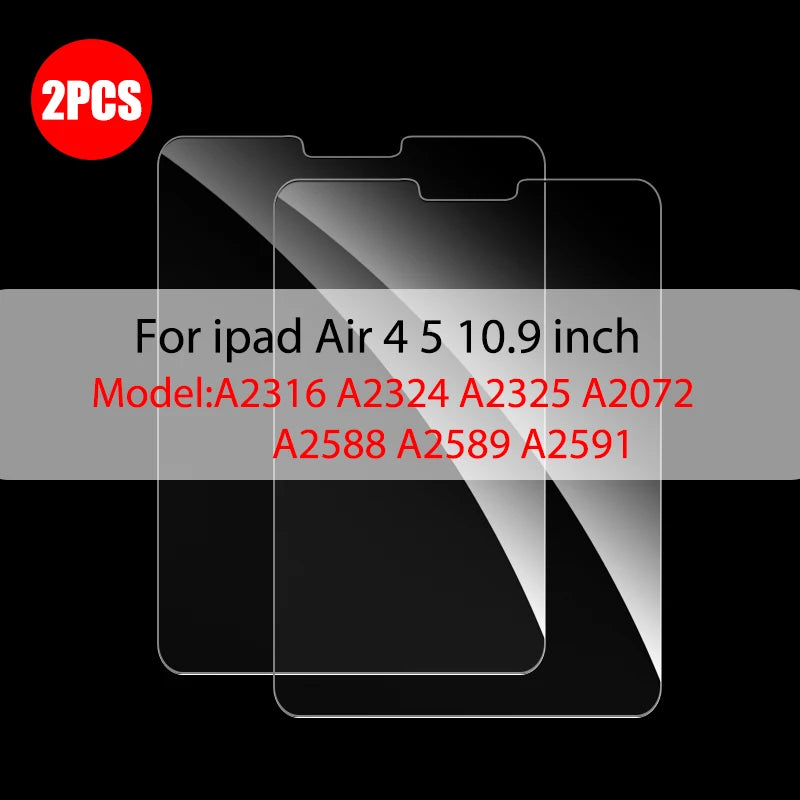 2Pcs Tempered Glass Screen Protector For iPad Air 5 4 Pro 13 11 12.9 Ipad 9th Gen 10th 8th 7th 6th 5 Mini 6 10.5 9.7 M4 M2 Film