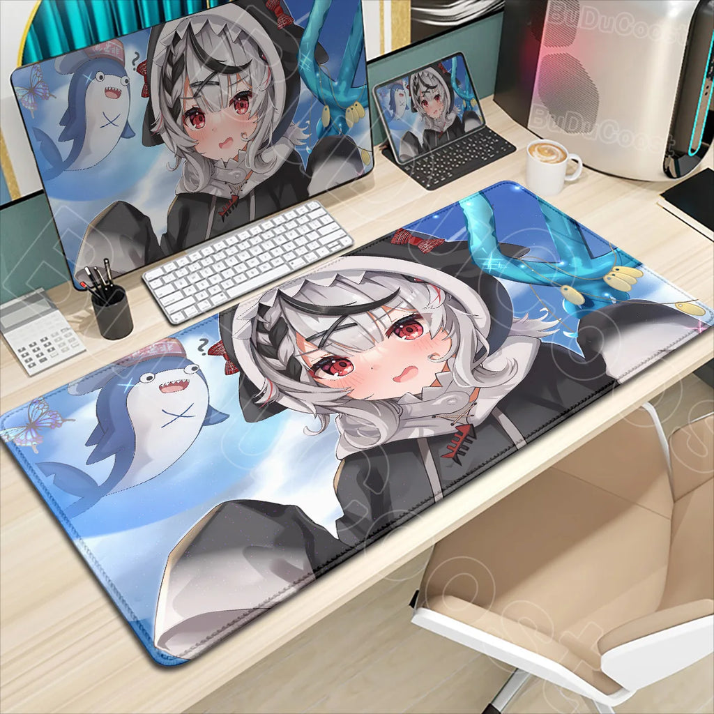 Kawaii Girl Hololive Gawr Gura Mouse Pad Office Game Carpet Mouse Mats Gamer Rug Desk Accessories Computer Table Pad PC Mousepad