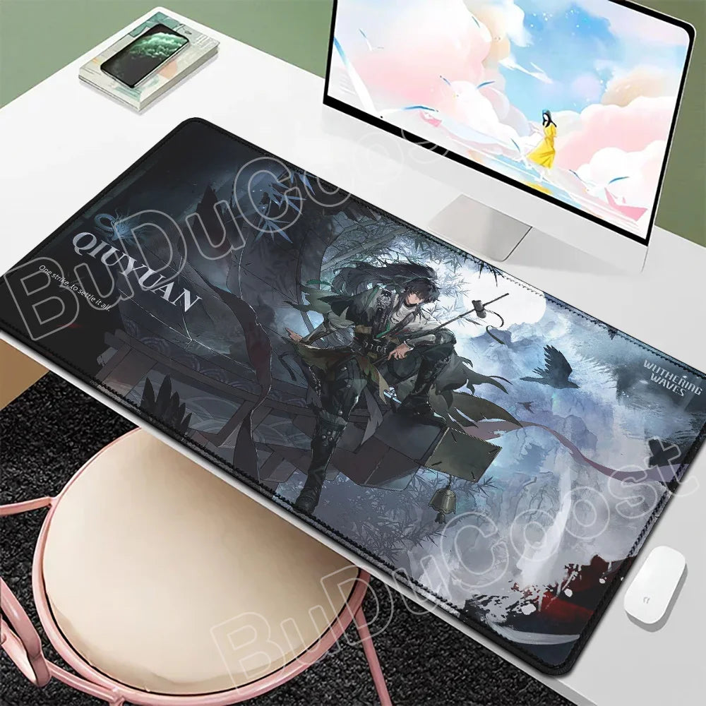 Beautiful Kawaii Luno Wuthering Waves Mouse Pad Gamer Mousepad Accessories Keyboard Mat Gaming Laptop Anime Pretty Girl Desk Mat