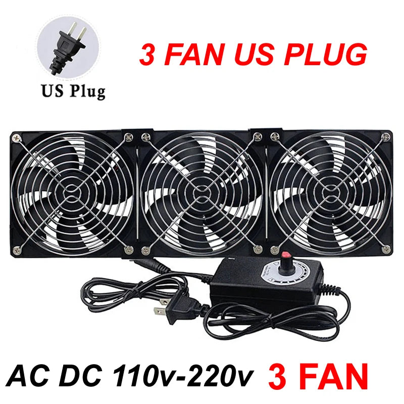 110V-220V 3000RPM Fan Cooling Controller 120mm 12V 220V Btc Machine Chassis Workstation Cabinet Radiator Server Fan for GPU VGA