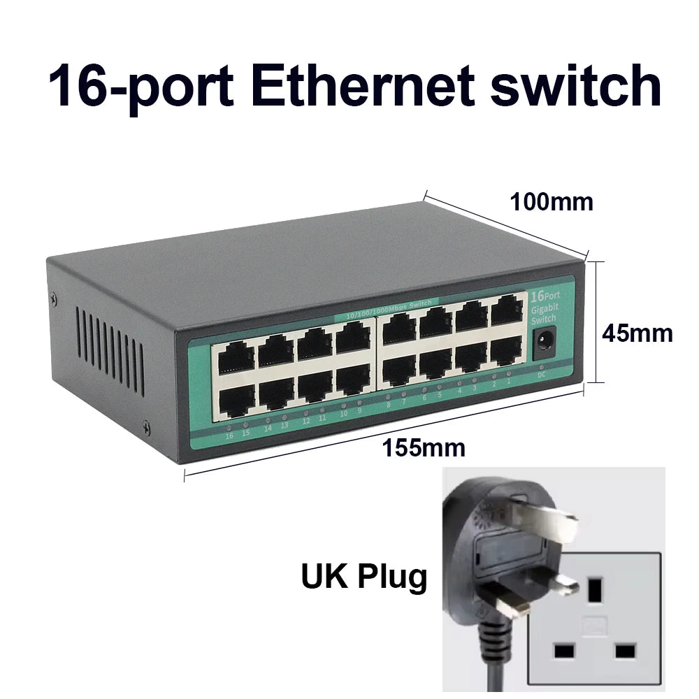 16-port Gigabit Ethernet switch 10/100/1000Mbps network switch