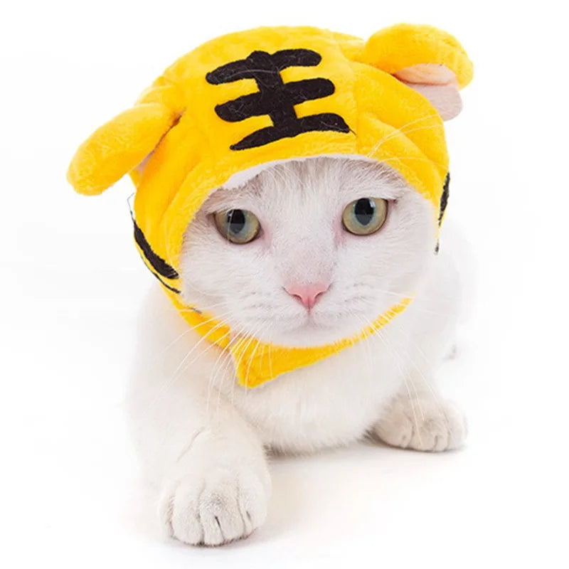 Pet Tiger Hat Adorable Pet Headwear Headgear Costume Soft Cap for Cats Kitten Puppy Small Dogs Christmas Halloween Thanksgiving