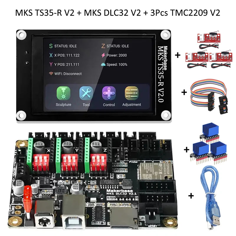 3D Printer MKS DLC32 V2.1 32bits Motherboard Offline Controller WIFI TFT Touch Screen TS24-R TS35-R for Laser Engraving Machine