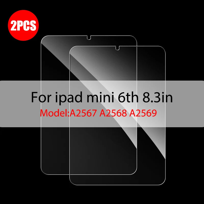 2Pcs Tempered Glass Screen Protector For iPad Air 5 4 Pro 13 11 12.9 Ipad 9th Gen 10th 8th 7th 6th 5 Mini 6 10.5 9.7 M4 M2 Film