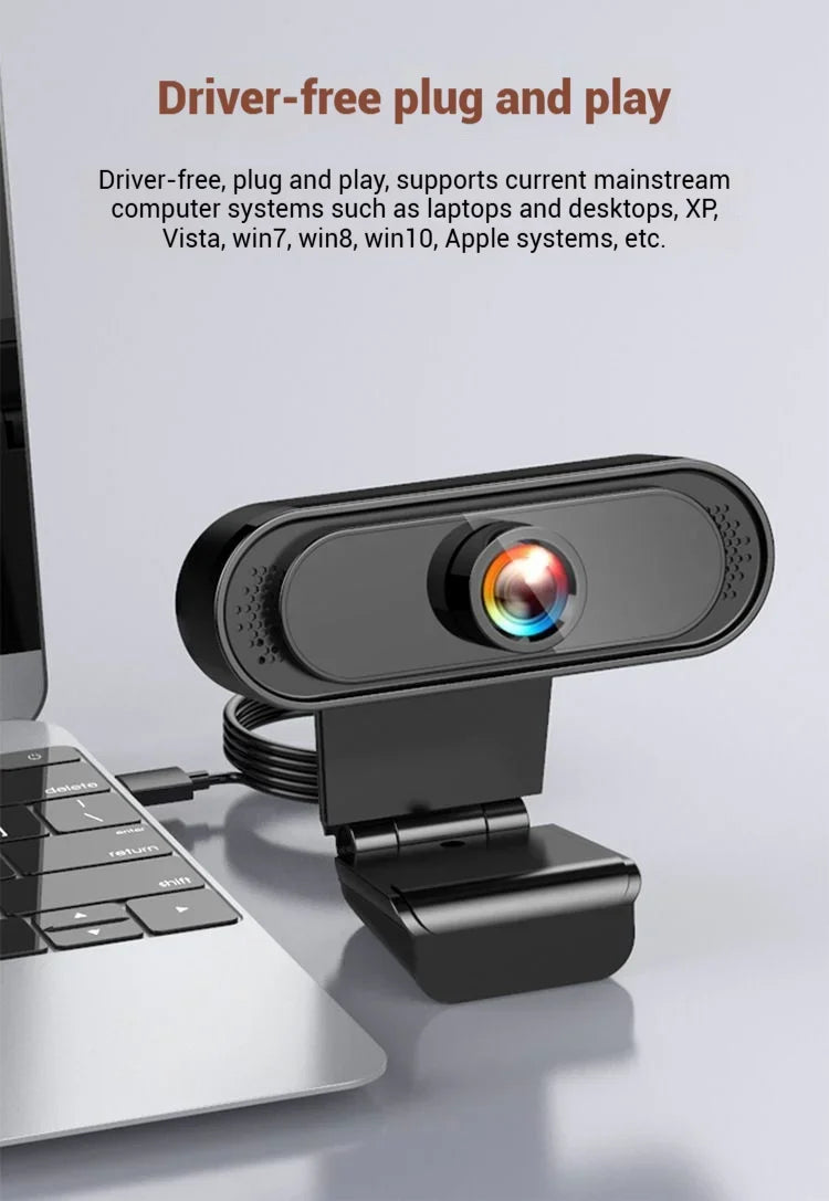 1080P Full HD PC Webcam with Microphone, tripod, for USB Desktop & Laptop,Live Streaming Webcam For Video Calling  Drive free