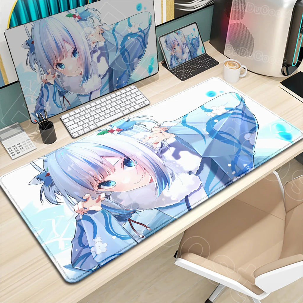 Kawaii Girl Hololive Gawr Gura Mouse Pad Office Game Carpet Mouse Mats Gamer Rug Desk Accessories Computer Table Pad PC Mousepad