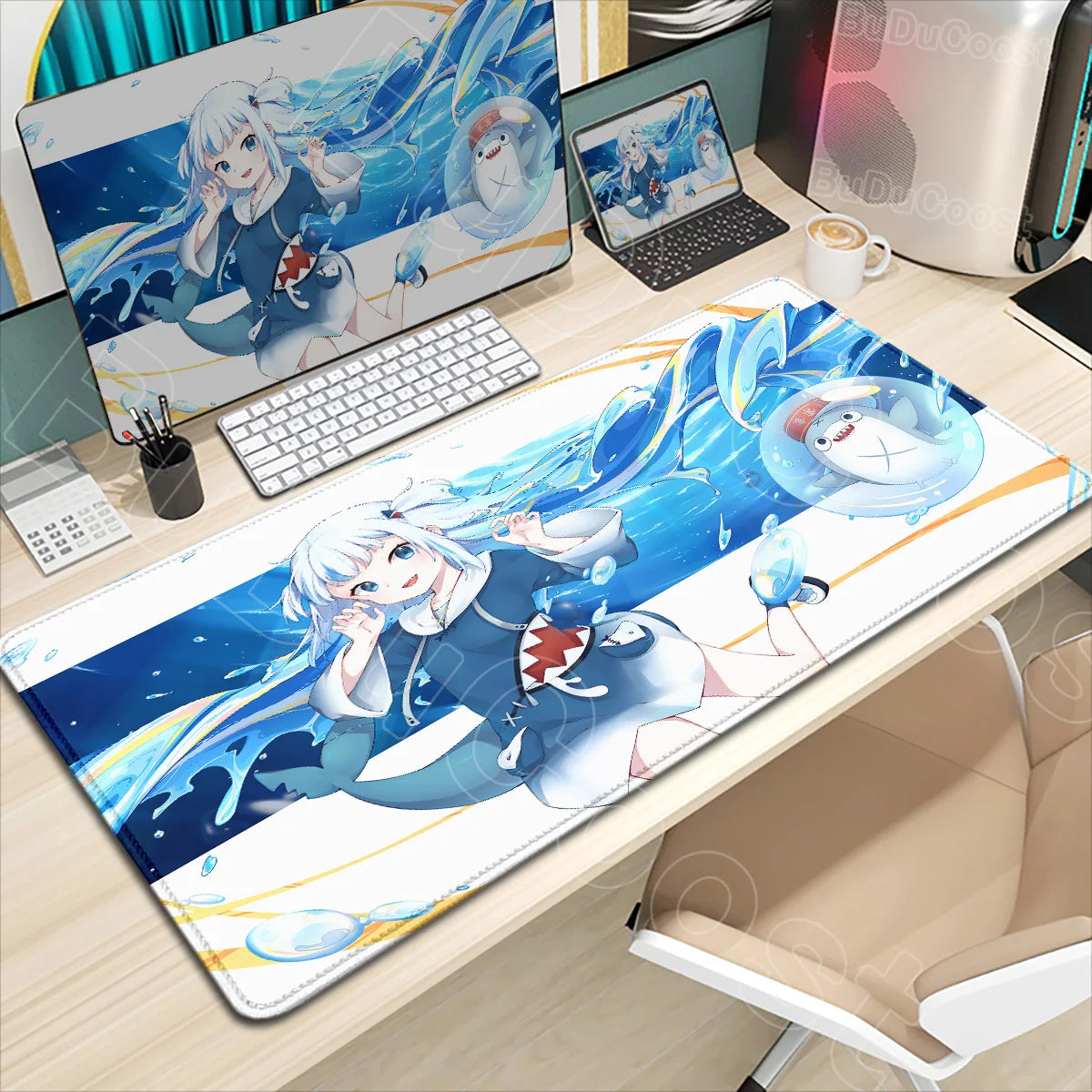 Kawaii Girl Hololive Gawr Gura Mouse Pad Office Game Carpet Mouse Mats Gamer Rug Desk Accessories Computer Table Pad PC Mousepad