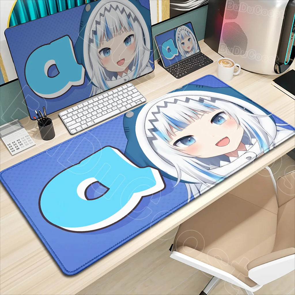 Kawaii Girl Hololive Gawr Gura Mouse Pad Office Game Carpet Mouse Mats Gamer Rug Desk Accessories Computer Table Pad PC Mousepad