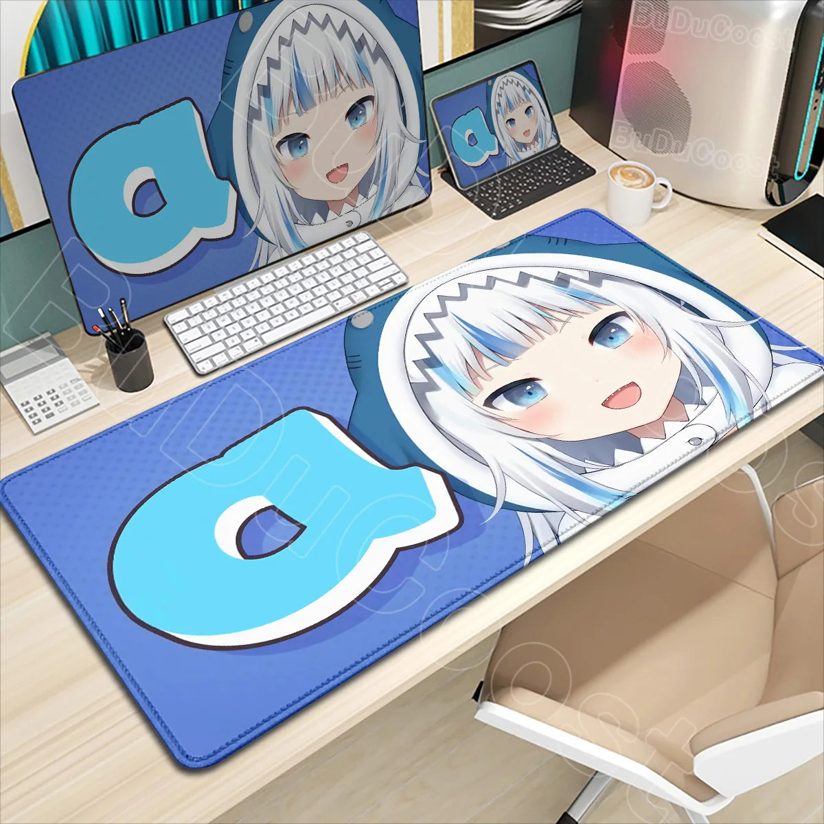 Kawaii Girl Hololive Gawr Gura Mouse Pad Office Game Carpet Mouse Mats Gamer Rug Desk Accessories Computer Table Pad PC Mousepad
