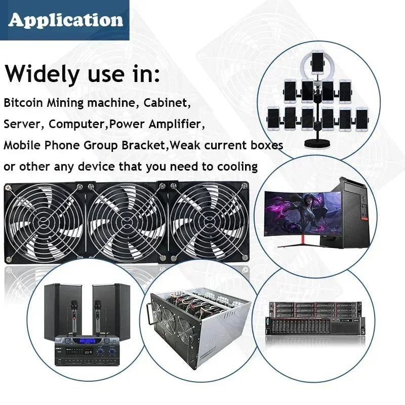 110V-220V 3000RPM Fan Cooling Controller 120mm 12V 220V Btc Machine Chassis Workstation Cabinet Radiator Server Fan for GPU VGA