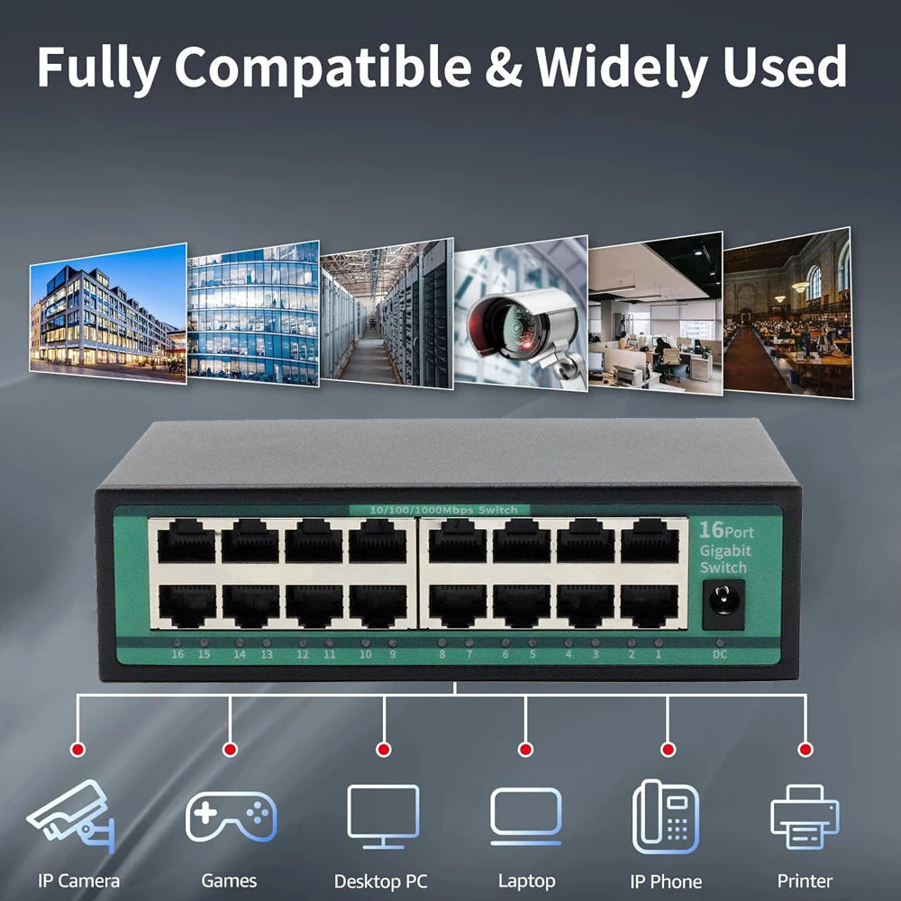 16-port Gigabit Ethernet switch 10/100/1000Mbps network switch