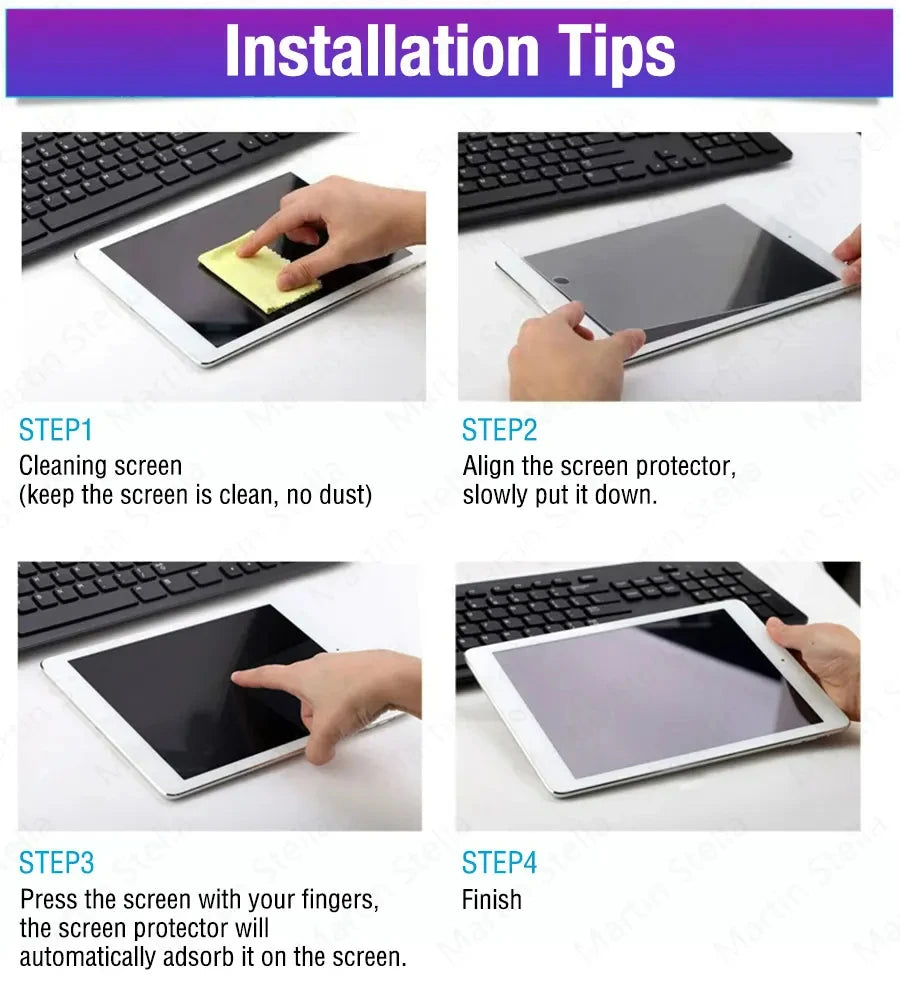 2Pcs Tempered Glass Screen Protector For iPad Air 5 4 Pro 13 11 12.9 Ipad 9th Gen 10th 8th 7th 6th 5 Mini 6 10.5 9.7 M4 M2 Film