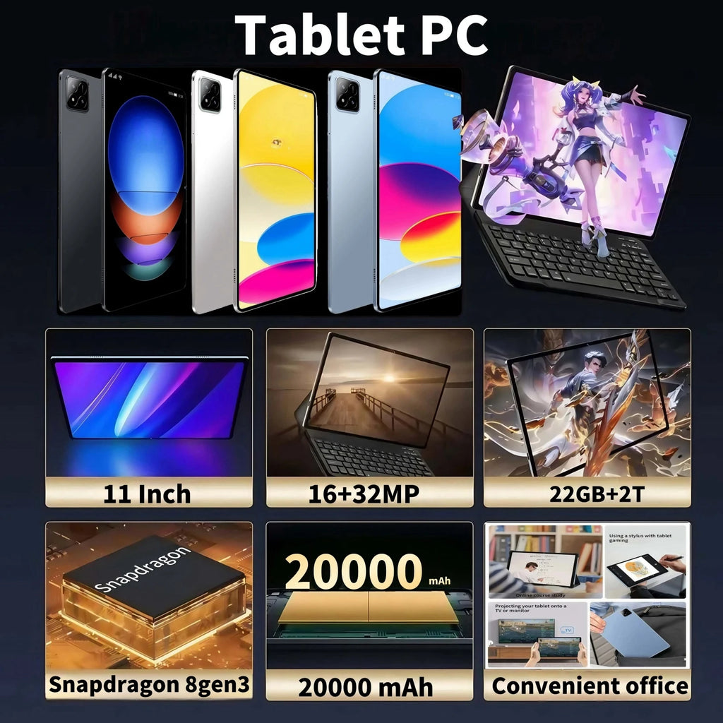 2025 Original Global version PAD 7S Ultra Snapdragon 8GEN3 Android 15 Tablet 11 Inch HD 2 GB+2 TB 20000 mAh 5G Dual SIM Wifi Tables PC