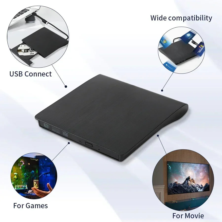 2 IN1 USB3.0 External CD DVD Drive RW CD Writer Drive Burner blu ray player Optical Drives For Laptop PC DVD Burner DVD Portatil