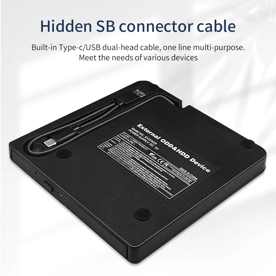 2 in 1 USB 3.0 Type C External DVD RW CD Writer Slim Drive Burner Reader Player Optical Drives For Laptop PC Portable DVD Burner