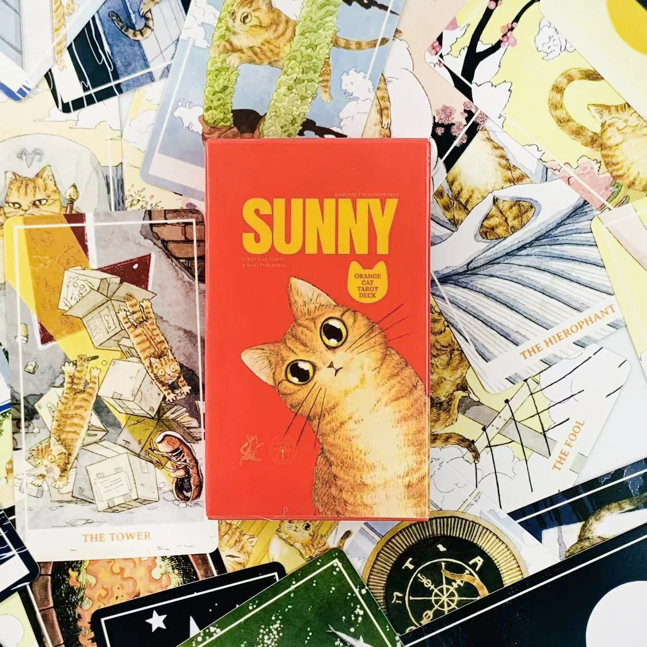 Sunny Orange Cat Tarot Deck A 78PCS Cards Best Gift-giving For Cat Lover ,Great For Beginners, Meditation & Party Games