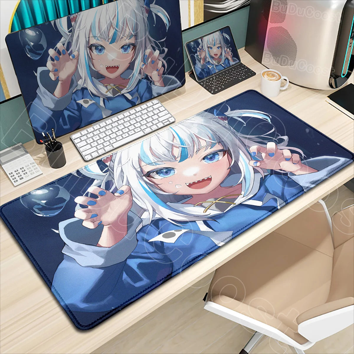 Kawaii Girl Hololive Gawr Gura Mouse Pad Office Game Carpet Mouse Mats Gamer Rug Desk Accessories Computer Table Pad PC Mousepad