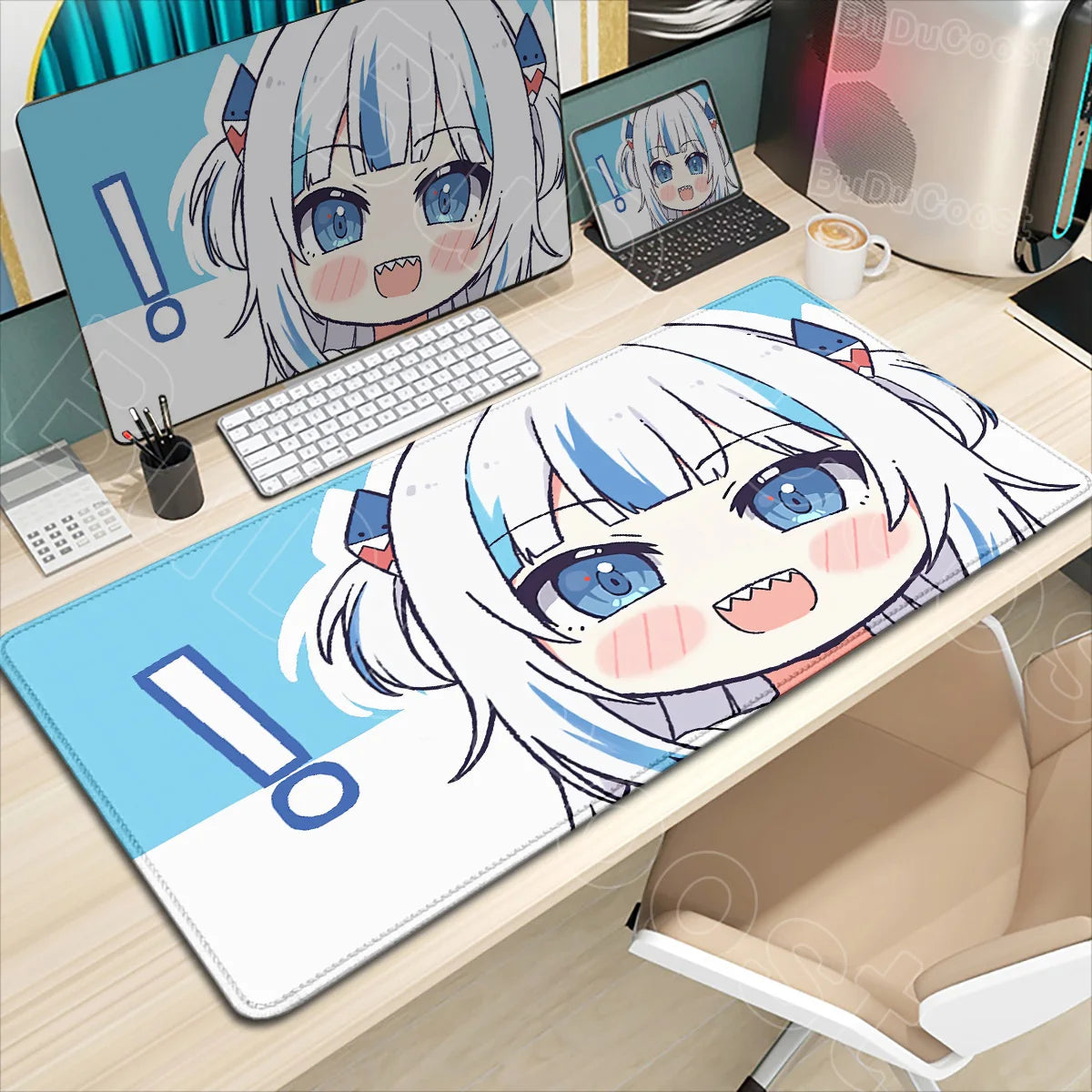 Kawaii Girl Hololive Gawr Gura Mouse Pad Office Game Carpet Mouse Mats Gamer Rug Desk Accessories Computer Table Pad PC Mousepad