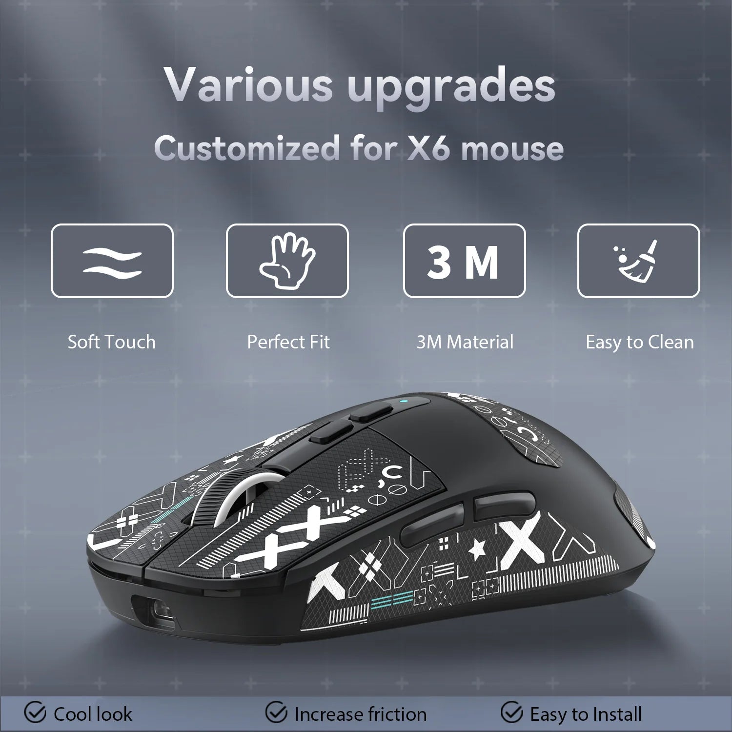 Gaming Mouse Sticker Anti-slip Waterproof and Easy to Install,Soft Touch and is Suitable for ATTACK SHARK X11/X6/X3/R1