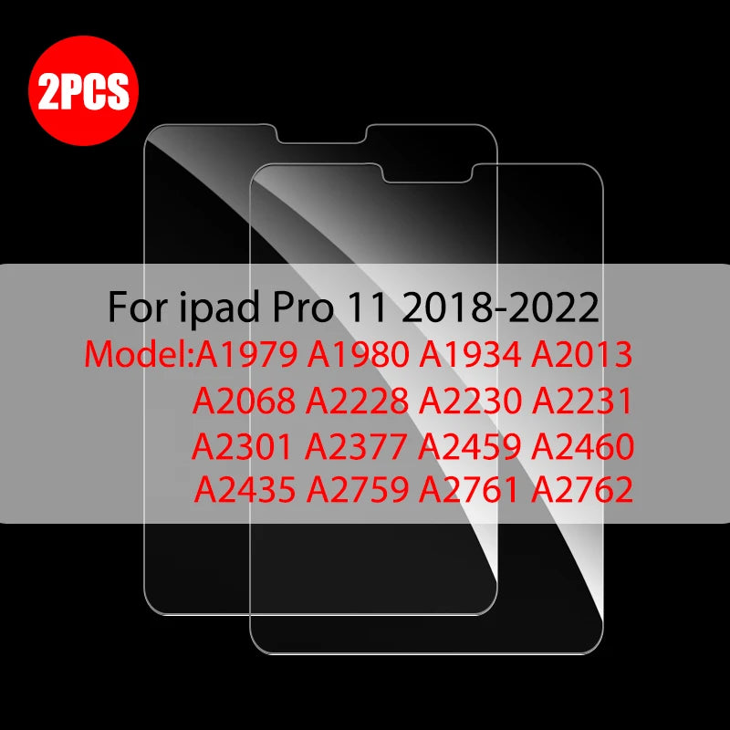 2Pcs Tempered Glass Screen Protector For iPad Air 5 4 Pro 13 11 12.9 Ipad 9th Gen 10th 8th 7th 6th 5 Mini 6 10.5 9.7 M4 M2 Film