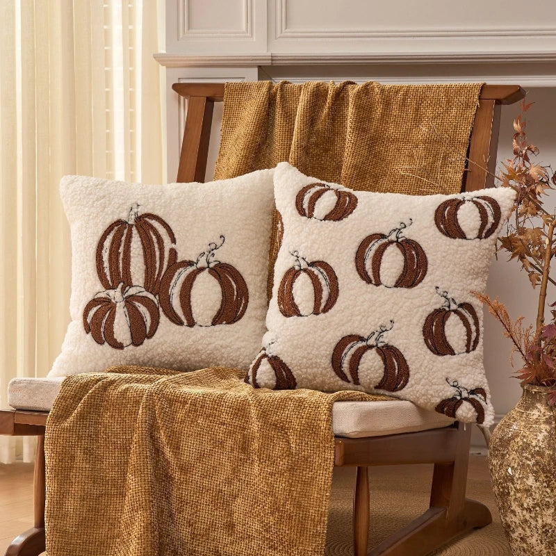 Pumpkin Throw Pillow Cover 45X45CM Autumn Plush Cushion Cover Decor Home Thanksgiving Day Decorative Pillowcase 2025 New