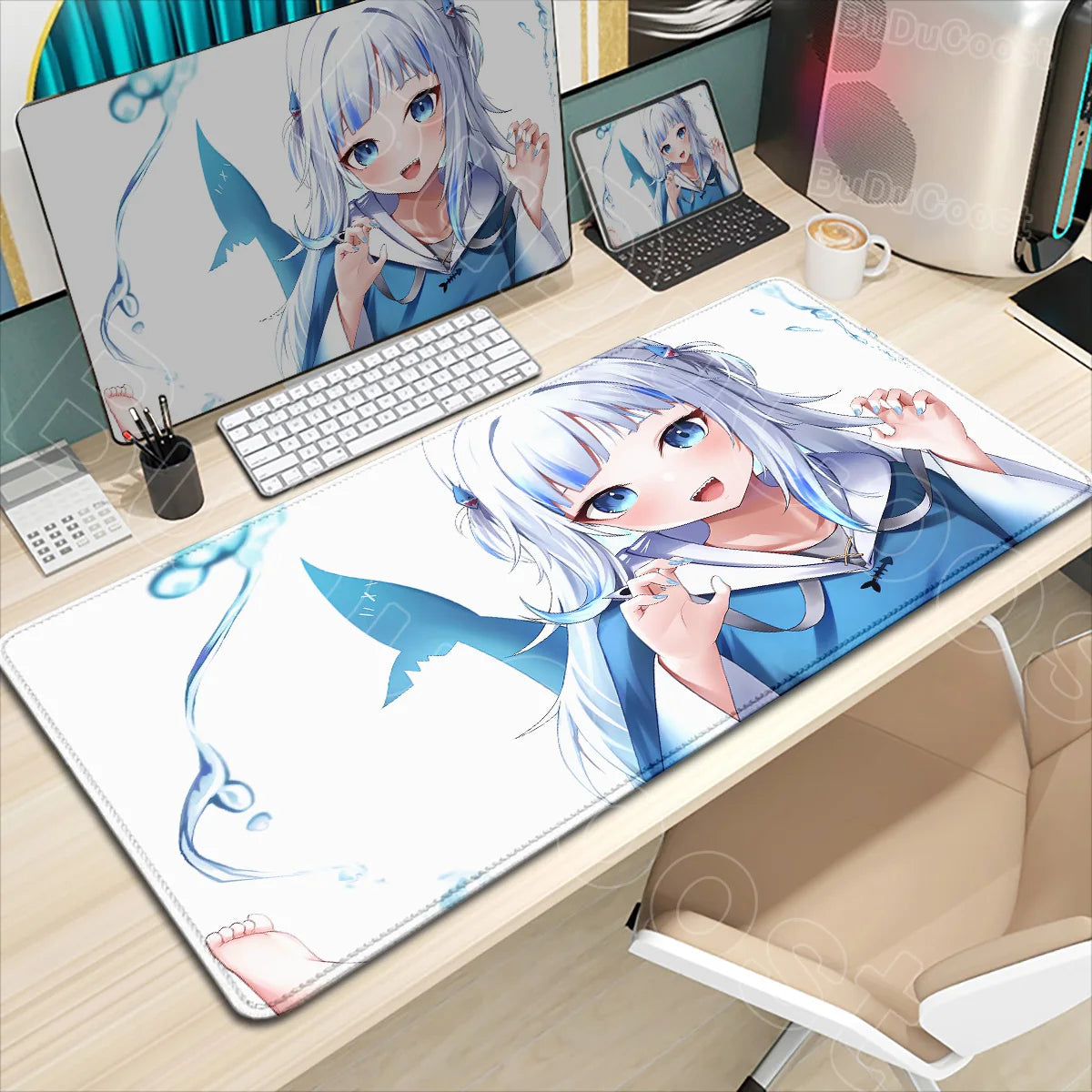 Kawaii Girl Hololive Gawr Gura Mouse Pad Office Game Carpet Mouse Mats Gamer Rug Desk Accessories Computer Table Pad PC Mousepad