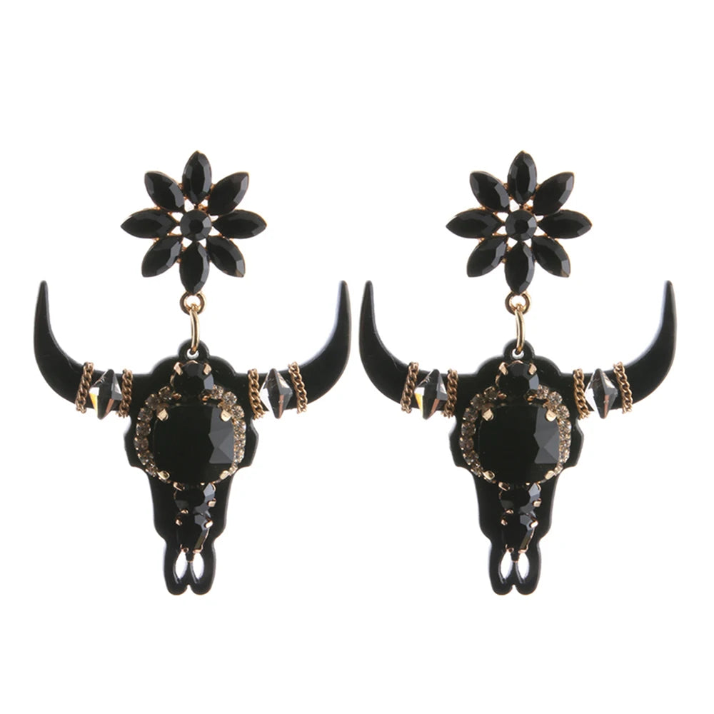 NeeFuWoFu New Gothic Bullhead Hanging Earrings Valentine's Day Thanksgiving Gift Brinco Ear Oorbellen Christmas