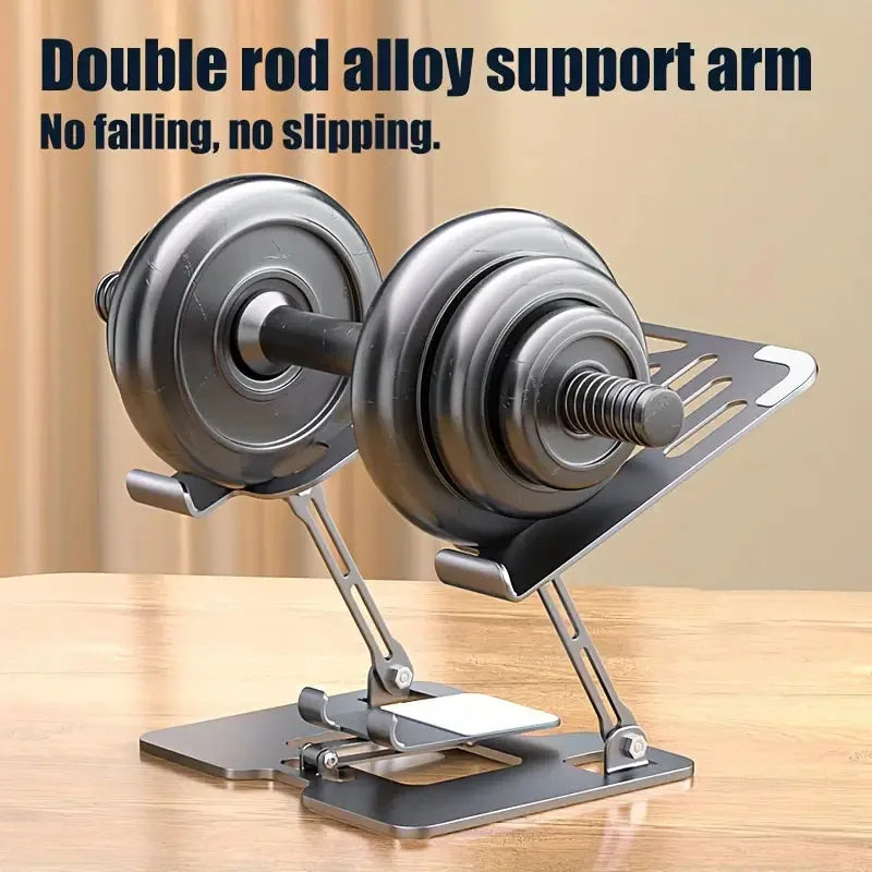 2 In 1 Laptop Stand, With Phone Holder, Adjustable Steel Laptop Stand For Desk, Ergonomic Foldable Portable Desktop Laptoprise